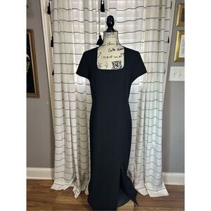 Spenser Jeremy Women's Vintage Black Square Neck Dress Size 10 1990s